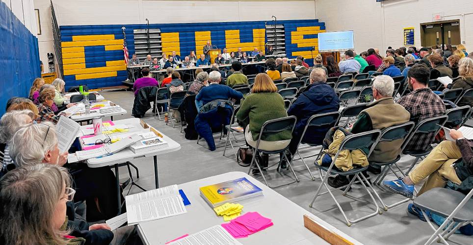 About 350 people attended the ConVal deliberative session Tuesday night in the ConVal gym. 