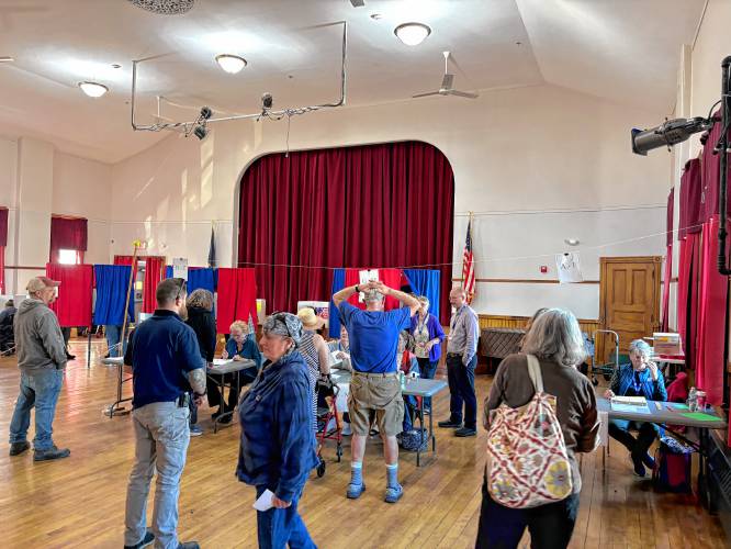 Antrim Town Hall in a quieter moment during Tuesday’s  election.
